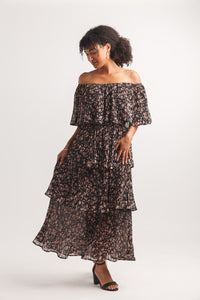 Floral Off The Shoulder Layered Maxi Dress