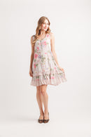Floral Crinkle Ruffle Hem Dress