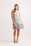 Floral Crinkle Ruffle Hem Dress