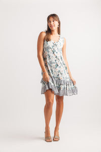 Floral Crinkle Ruffle Hem Dress
