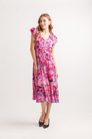 Bright Geo Print Short Sleeve B F Dress