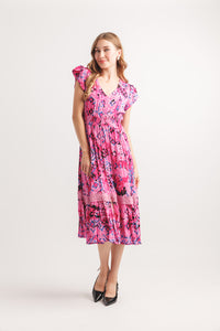 Bright Geo Print Short Sleeve B F Dress