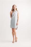 Ditsy Floral Collared Denim Dress with Pockets
