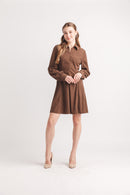 Corduroy Collared Dress With Zip Neckline