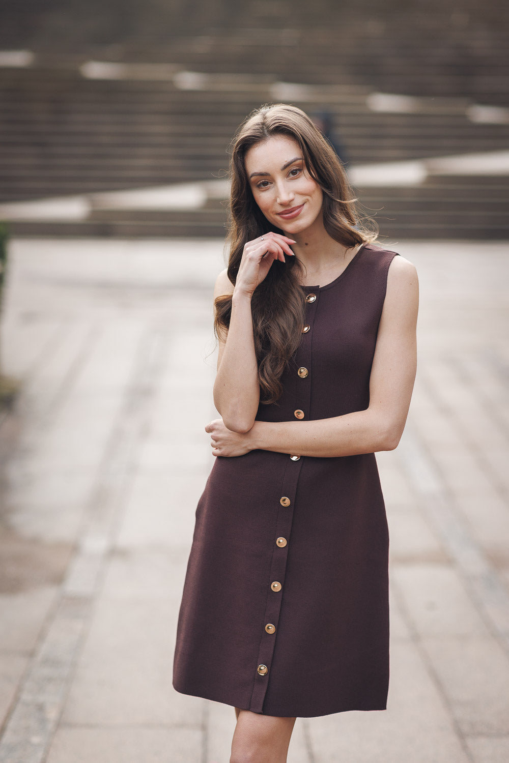 Knit Button Front Dress
