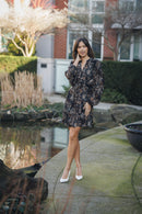 Paisley Long Sleeve Dress With Ruffle  Hem & Tie