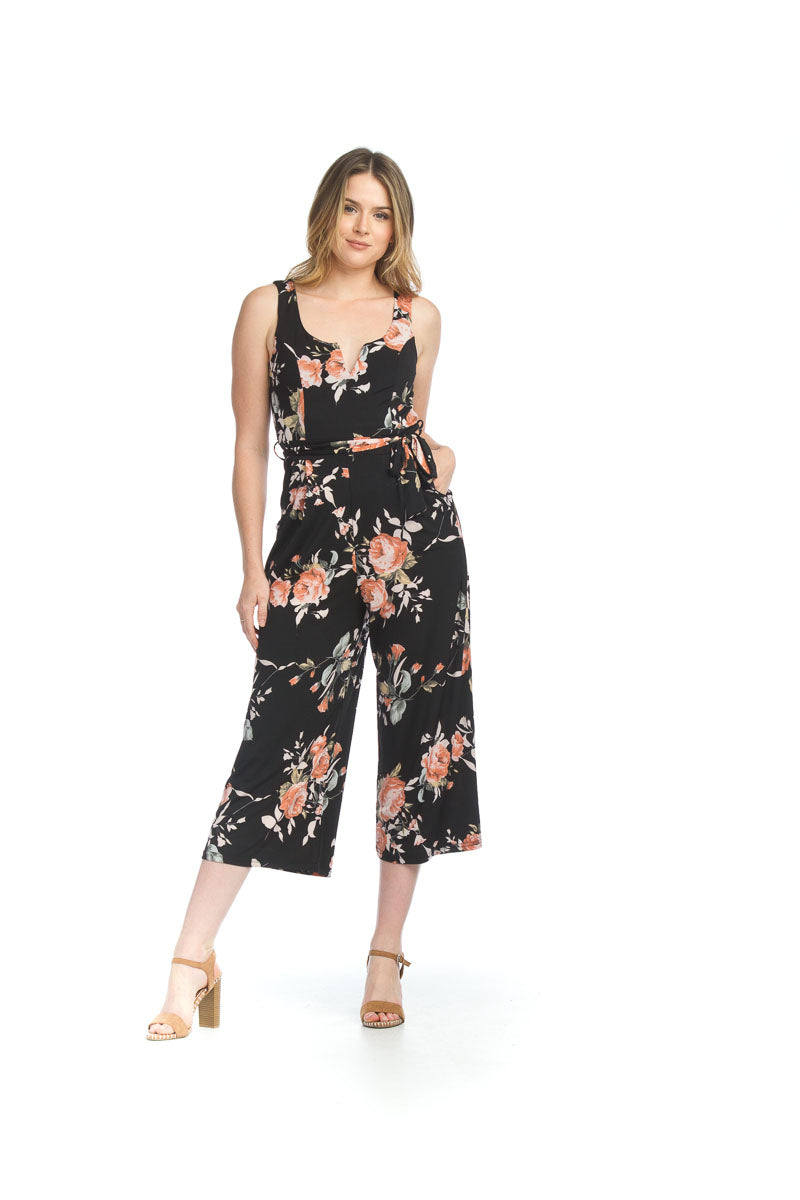 Floral Stretch Jumpsuit With Pockets