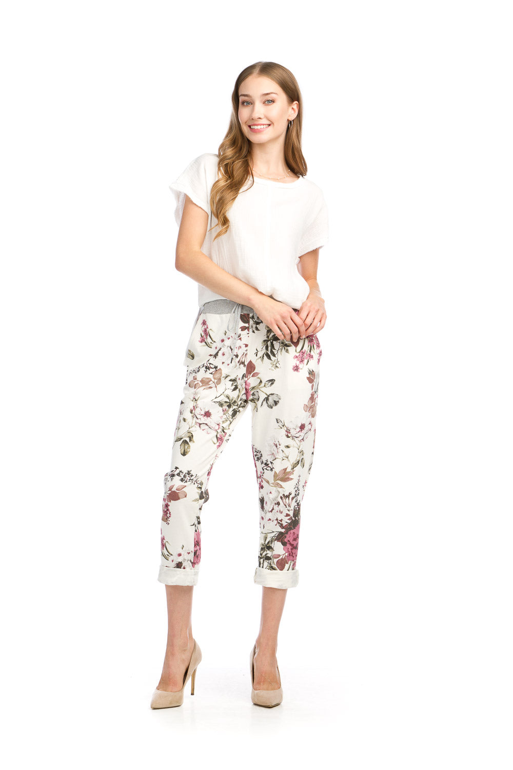 Floral stretch pants best sale