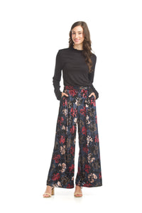 Floral Velvet Wide Leg Pants