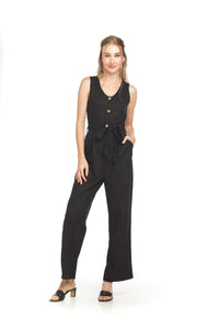 Sleeveless Button Front Jumpsuit