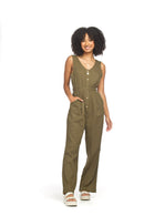 Sleeveless Button Front Jumpsuit