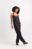 Waffle Knit Jumpsuit With Patch Pockets