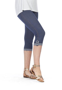 3 Button Short Denim Look Pant
