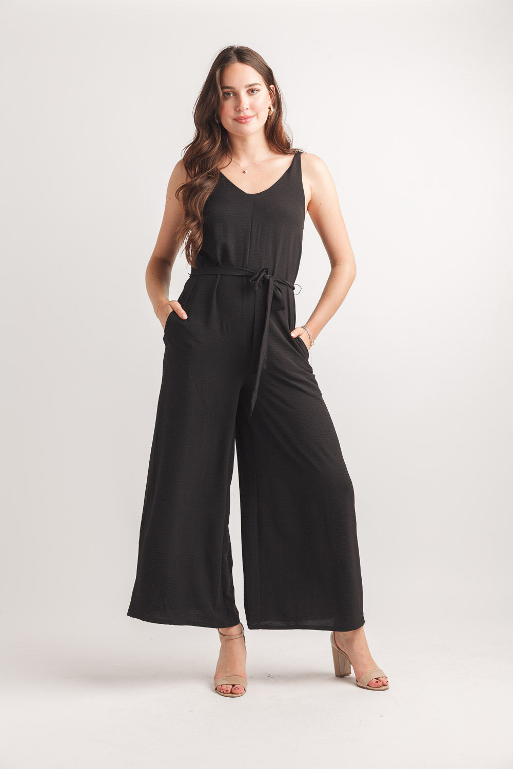 V Neck Wide Leg Jumpsuit
