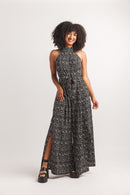 Spotted Printed Halter Neck  Jumpsuit With Wrap