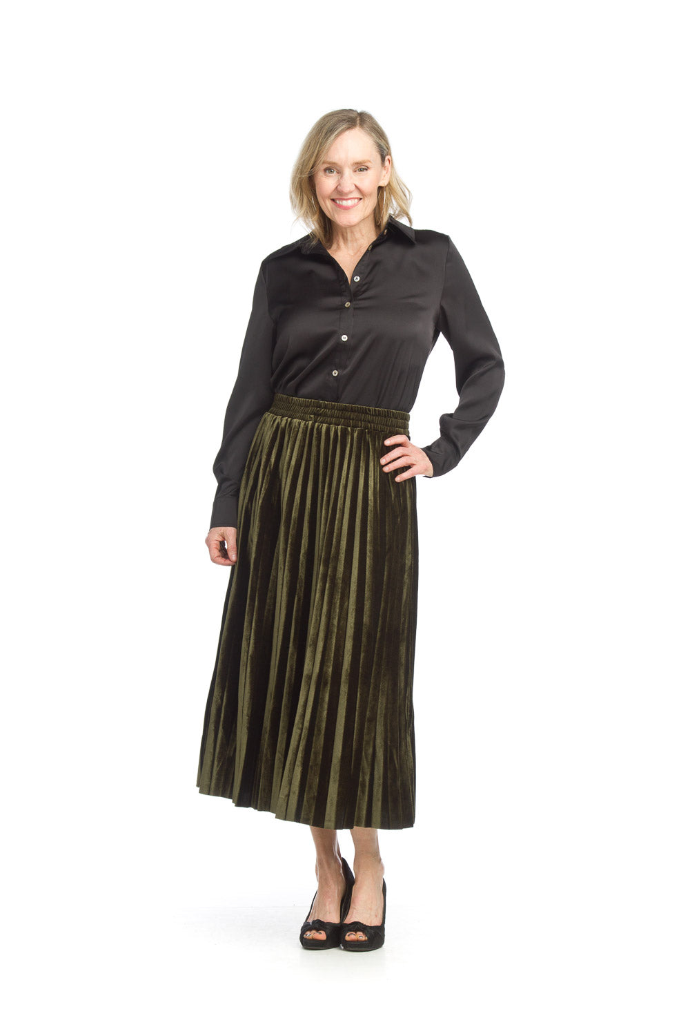 PS-15901 Velvet Pleated Skirt