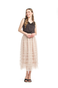 Mesh Tiered Ruffle Skirt