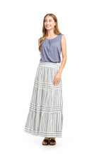 Load image into Gallery viewer, PS-16907 -STRIPED TIERED SKIRT WITH BACK ELASTIC WAIST
