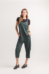 Cotton Blend Jumpsuit With Adjustable Tie Straps