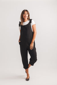 Cotton Blend Jumpsuit With Adjustable Tie Straps