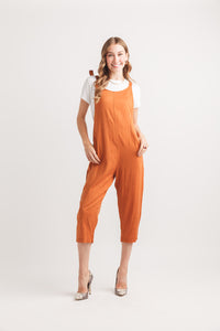 Cotton Blend Jumpsuit With Adjustable Tie Straps