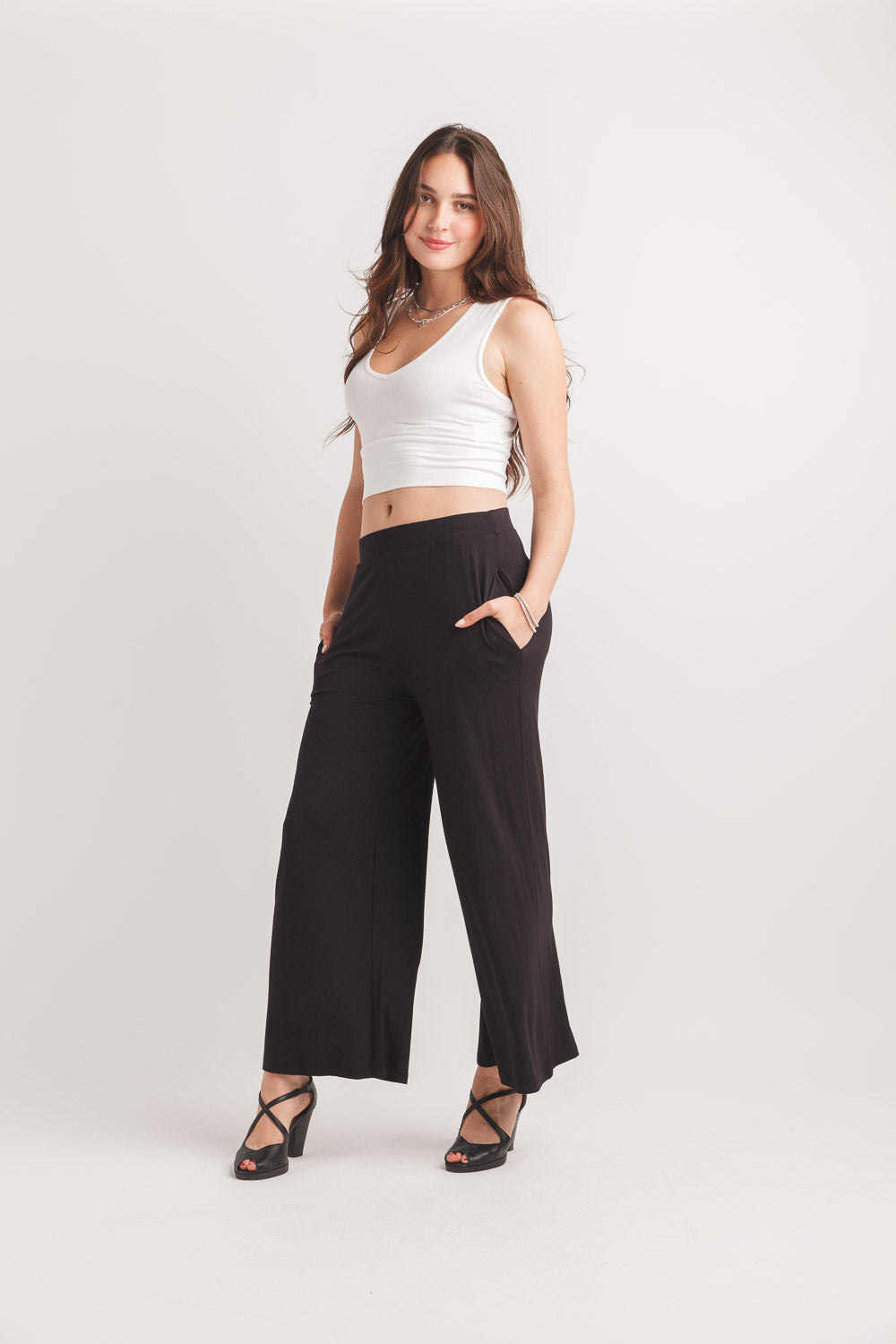 Stretch Bamboo Wide Leg Pants
