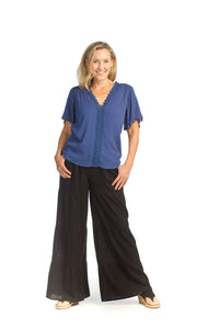 Tiered Elastic Waist Pant With Pockets