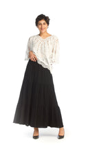 Load image into Gallery viewer, PS-14912 - Black - COTTON GAUZE TIERED SKIRT WITH ELASTIC WAIST
