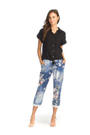 Stretch Floral Jean Look Pants