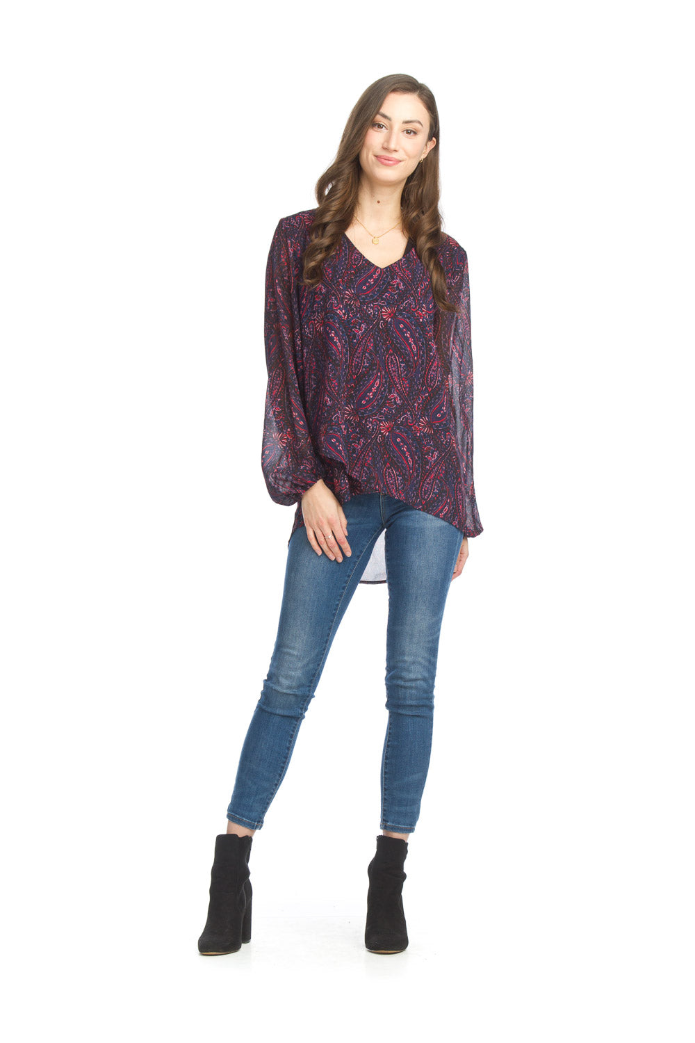 Paisley Layered Long Sleeve Blouse