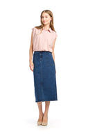 Stretch Denim Maxi Skirt