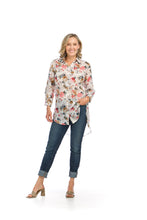 Load image into Gallery viewer, PT-16082 - FLORAL GEORGETTE COLLARED TUNIC
