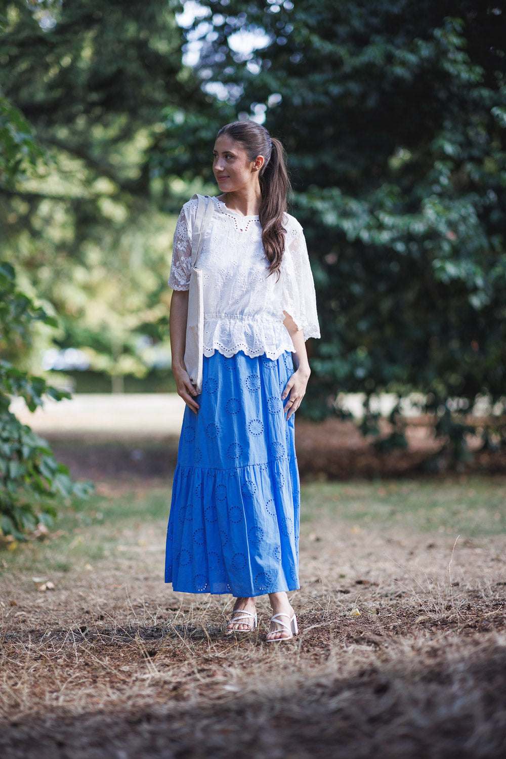 PS-16904 - COTTON EYELET SKIRT WITH ELASTIC WAISTBAND