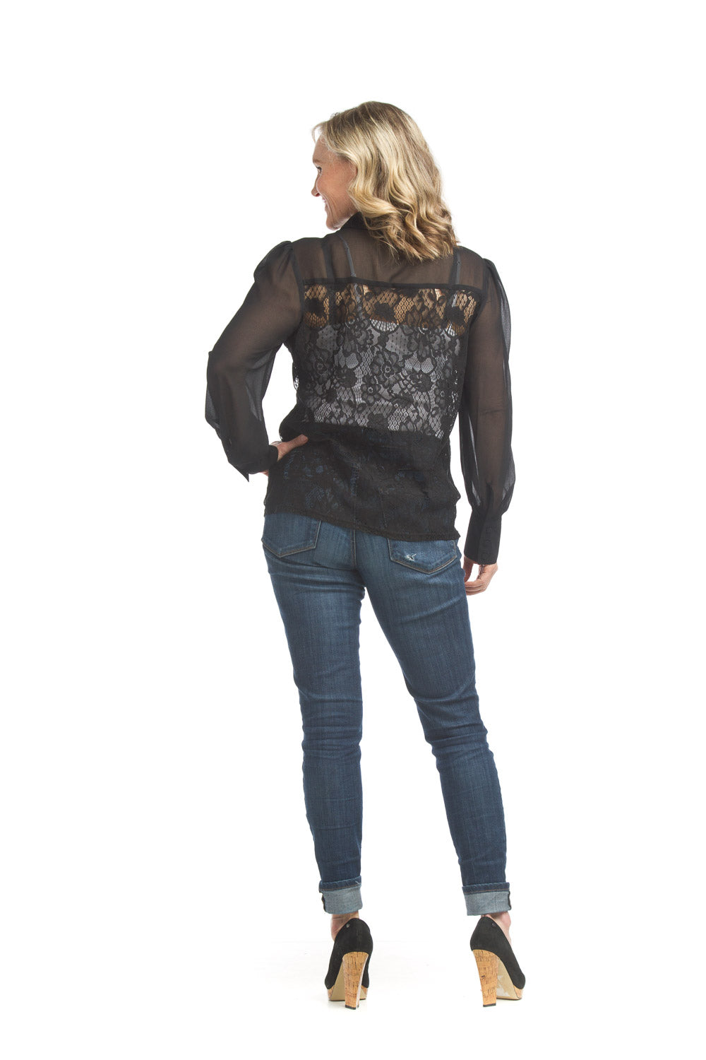 Collared Lace Button Up Blouse