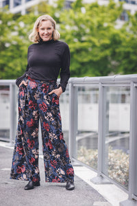 Floral Velvet Wide Leg Pants