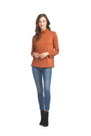 Bamboo Knit Mock Neck Aline Top