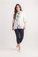 Oversized Linen Tab Sleeve Top