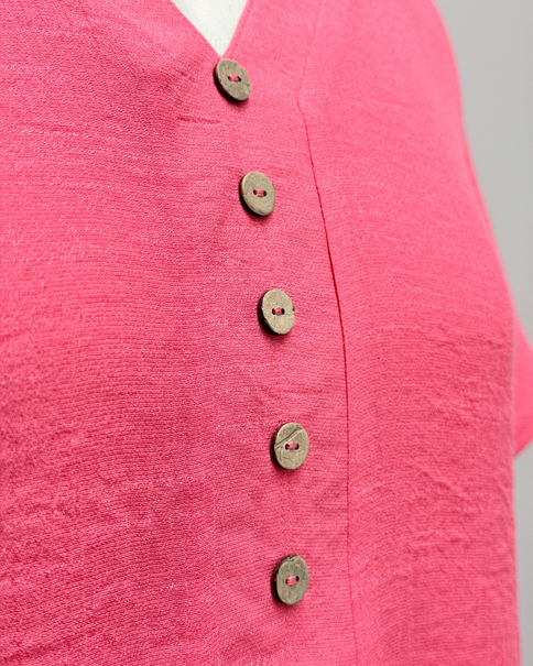 Short Sleeve Crinkle Button Front Blouse