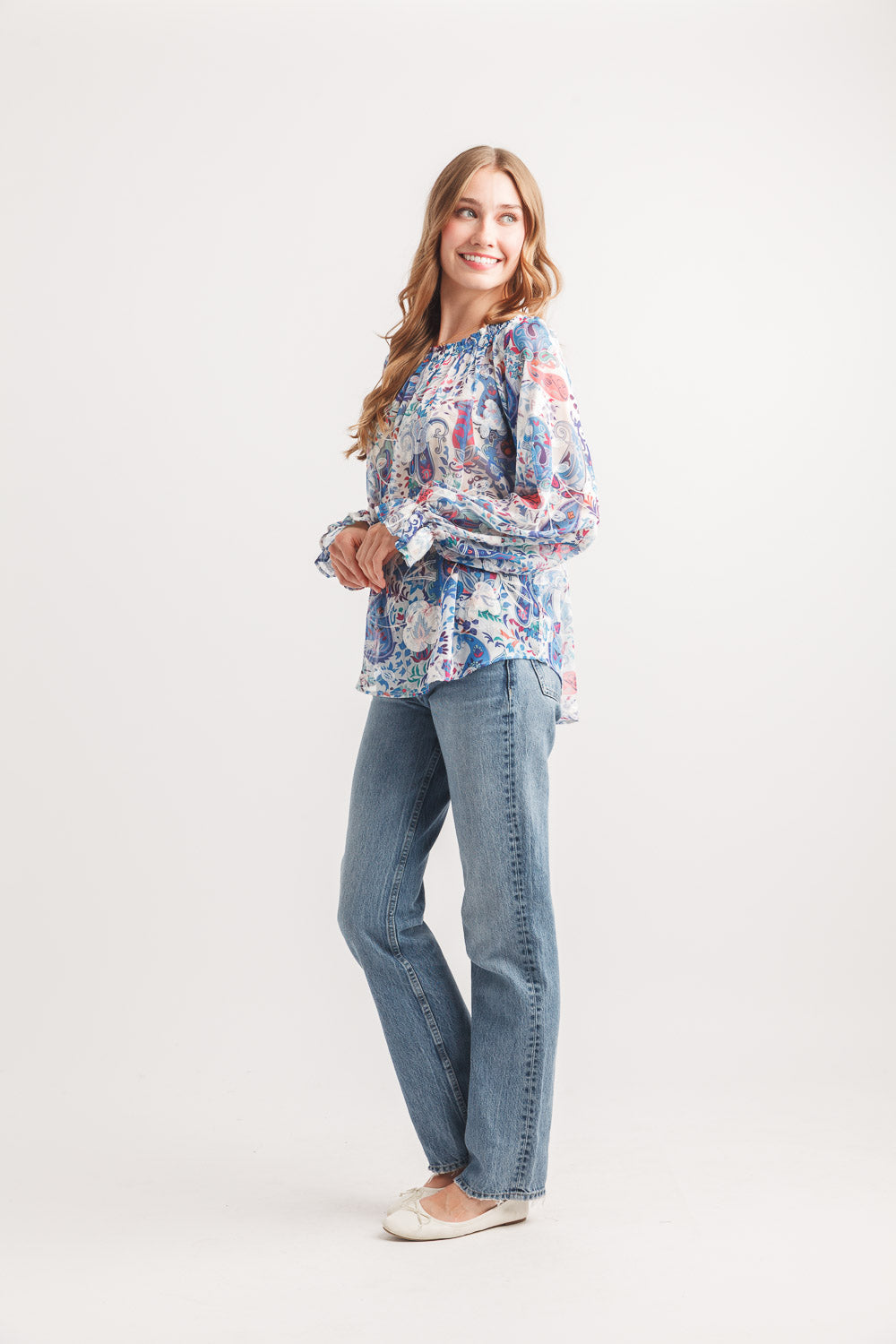 Floral Embroidered Ots Blouse