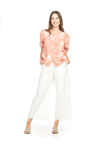 Eyelet Pants With Elastic Waist