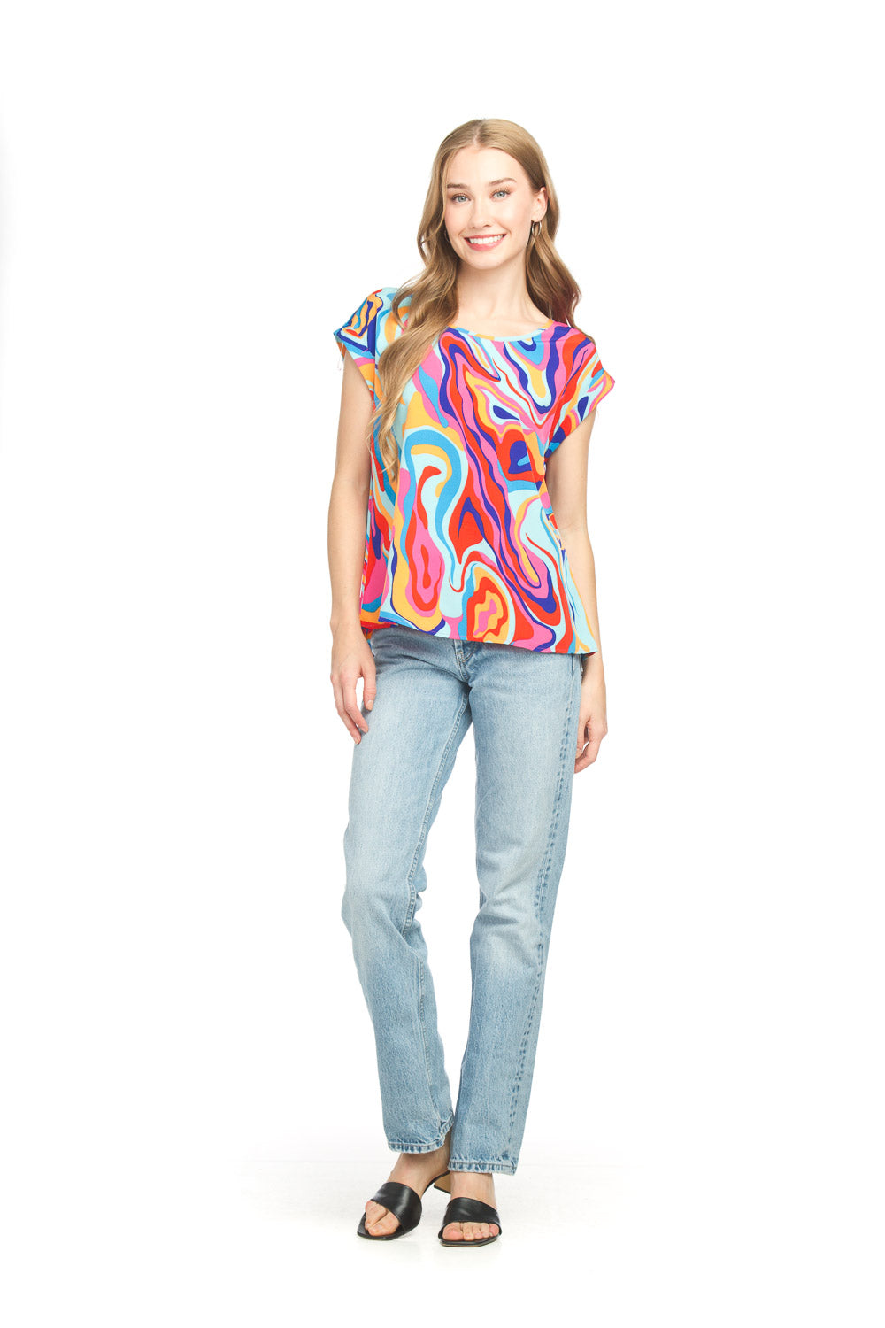 Abstract Short Sleeve Top