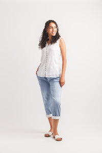 Embossed Crinkle Sleeveless Blouse