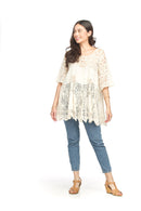 Short Sleeve Crochet A-Line Tunic with Embroidery