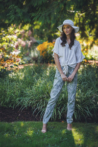 Short Sleeve Tie Top With Floral Detail