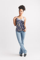 SPAGHETTI STRAP CRUSHED VELVET TOP