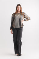 Patch Print High Low W Back Button Detail