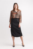 Paisley Print Tab Sleeve Blouse