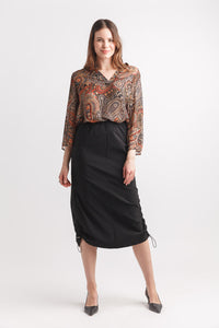 Paisley Print Tab Sleeve Blouse