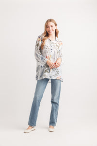 Paisley Collared Button Front Top