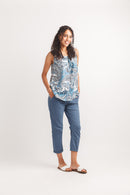Sleeveless Paisley Stretch Aline Top